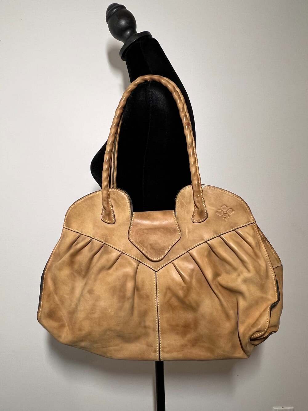 Patricia Nash EUC Brown Leather 2 Handle Shoulder Hobo Bag Purse